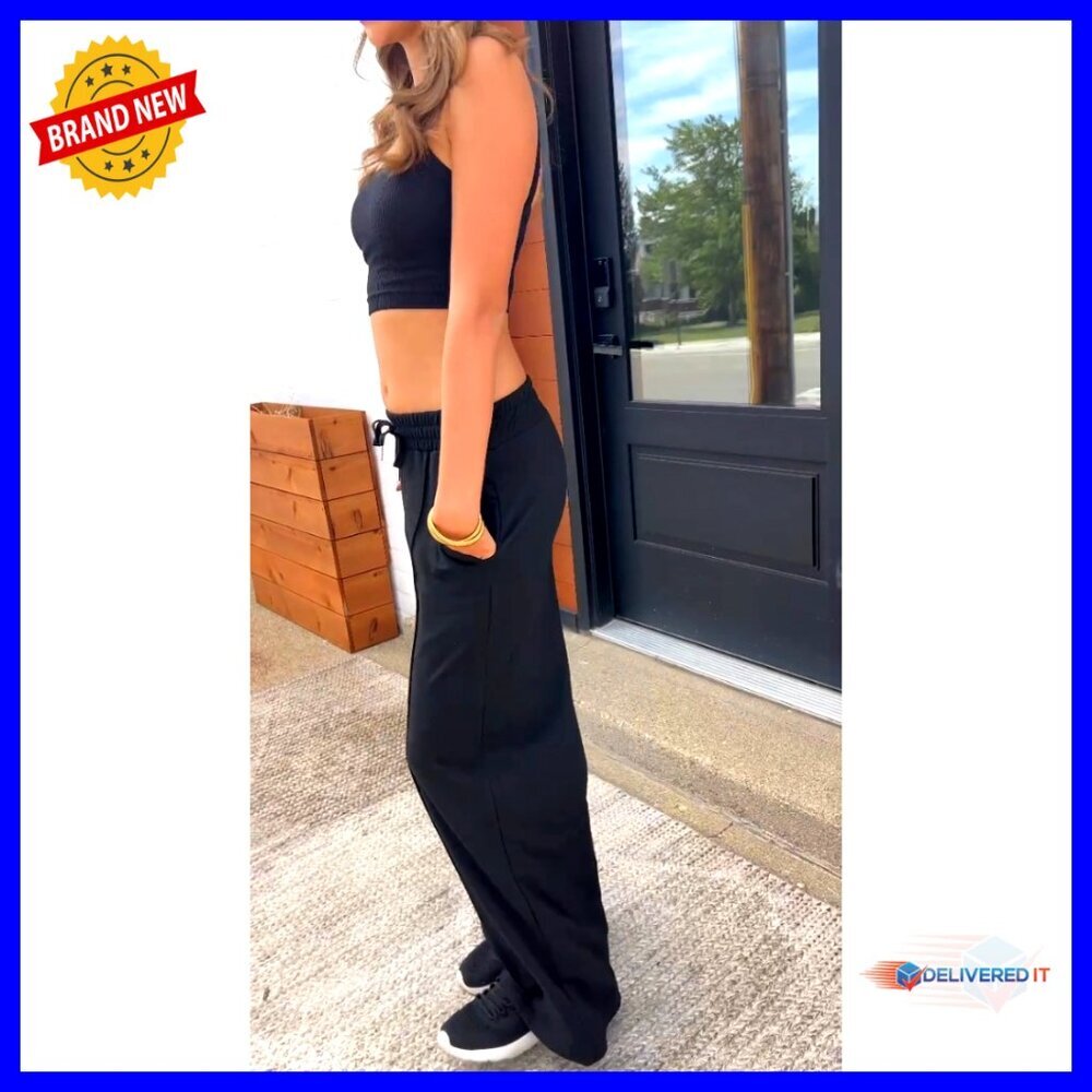 Women's Straight Leg Track Pants with Zipper Pockets, Athletic Running - Picture 7 of 7